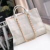 Chanel Deauville Tote 38Cm Designer Canvas  Bag A66941 Beige/White