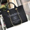 Chanel Deauville Tote High Quality 38Cm Canvas Bag 7 Star A66941 Black / Grey