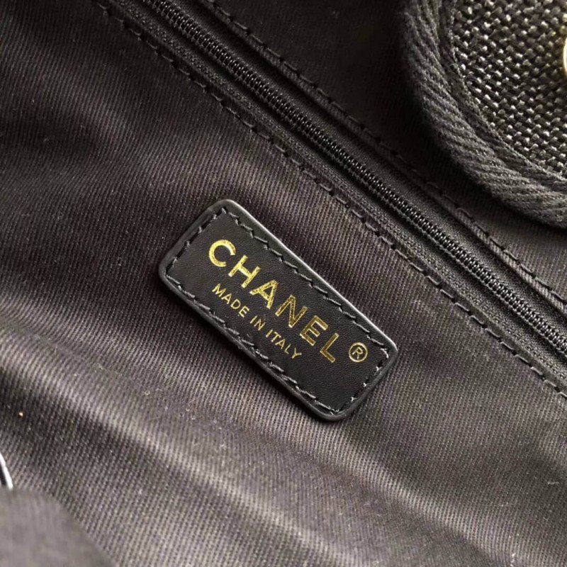 Chanel Deauville Tote High Quality 38Cm Canvas Bag 7 Star A66941 Black / Grey