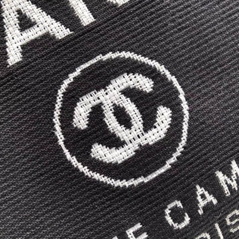Luxury Replica Chanel Deauville Tote 38Cm Canvas Fashion Bag A66941 Black/White