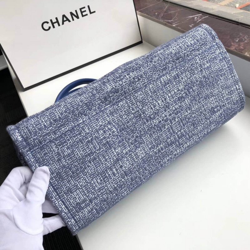 Chanel Deauville Tote Best 38Cm Canvas 1:1 Mirror Bag A66941 Blue Jacquard
