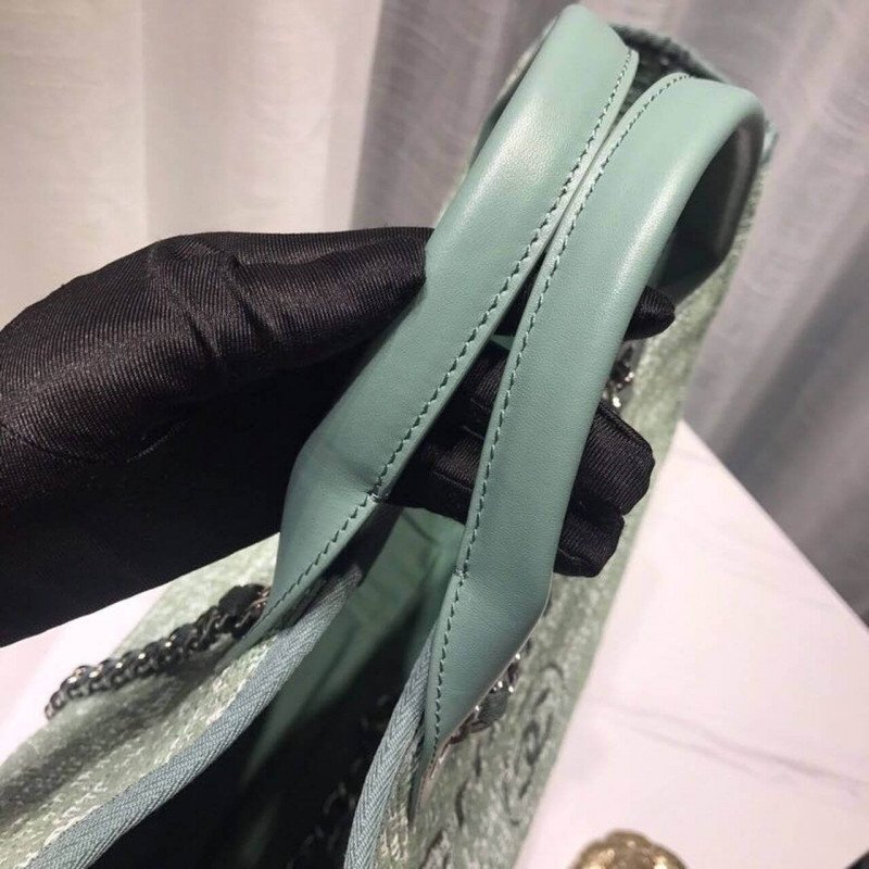 Chanel Deauville Tote  38Cm Canvas Bag High A66941 Fig Green