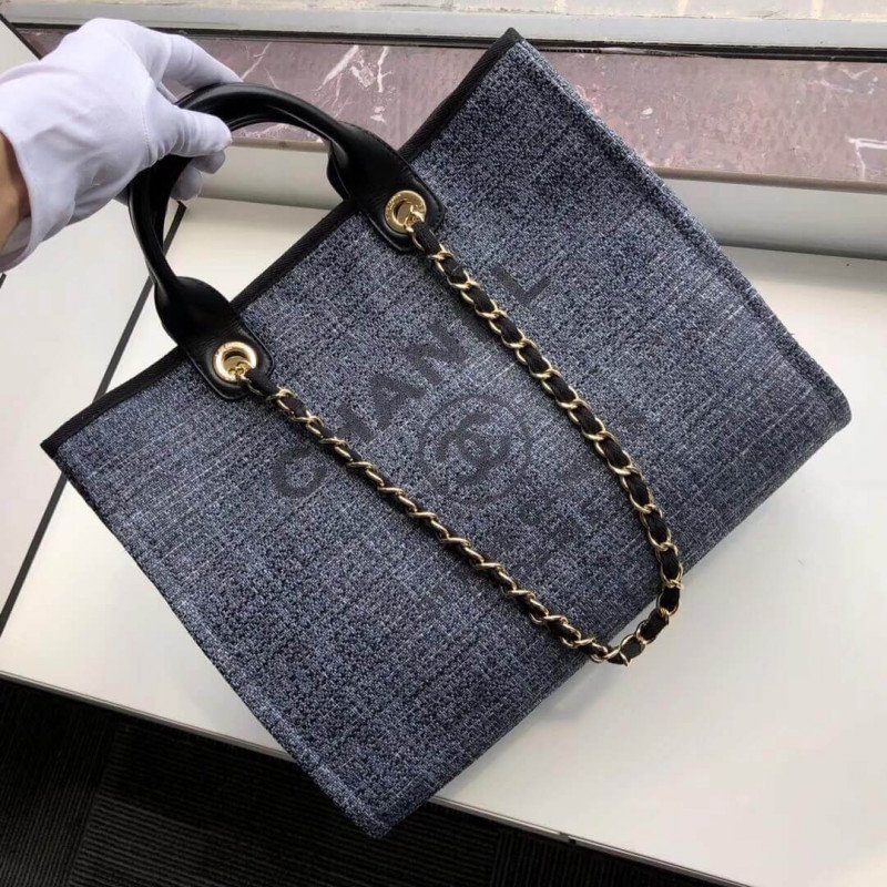 Chanel Deauville Tote Copy 38Cm Canvas Bag A66941 1:1 Mirror Grey Blue