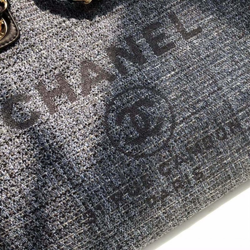Chanel Deauville Tote Copy 38Cm Canvas Bag A66941 1:1 Mirror Grey Blue