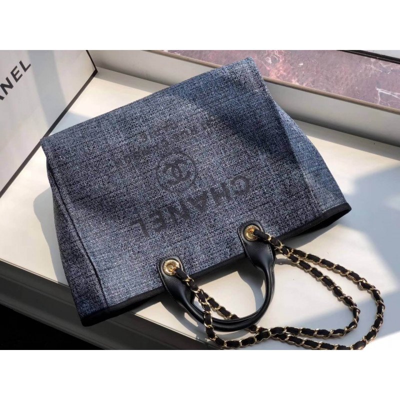 Chanel Deauville Tote Copy 38Cm Canvas Bag A66941 1:1 Mirror Grey Blue