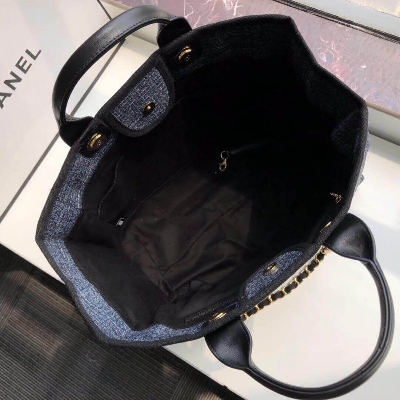Chanel Deauville Tote Copy 38Cm Canvas Bag A66941 1:1 Mirror Grey Blue