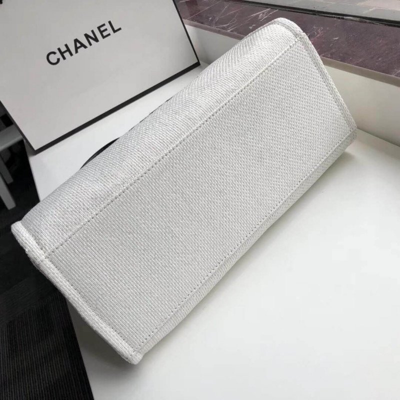Chanel Deauville 1:1 Mirror Tote 38Cm Canvas Bag A66941 White / Black