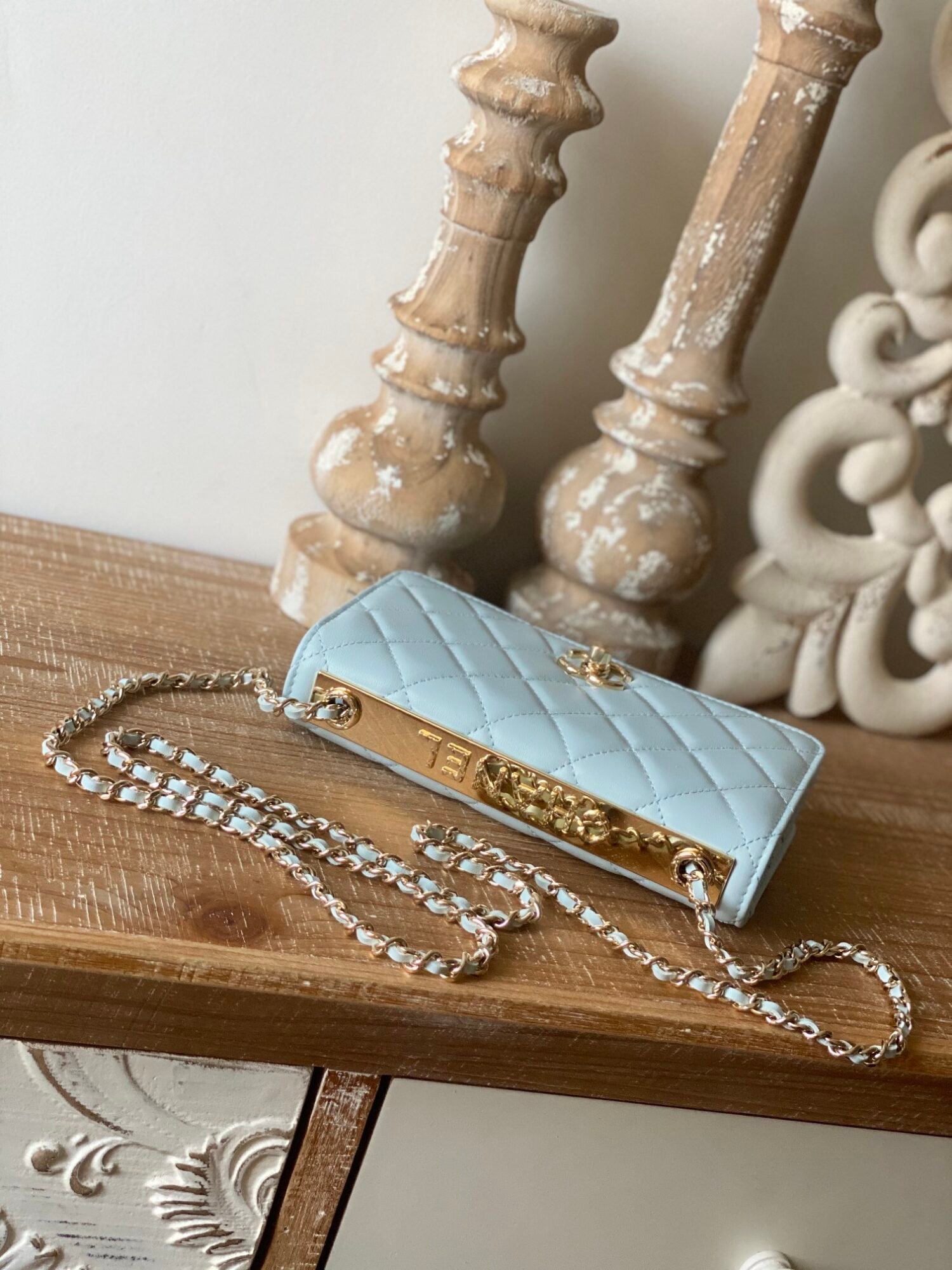 Replica 1:1 Mirror Chanel Wallet On Copy Chain Cloud Blue Ap1450