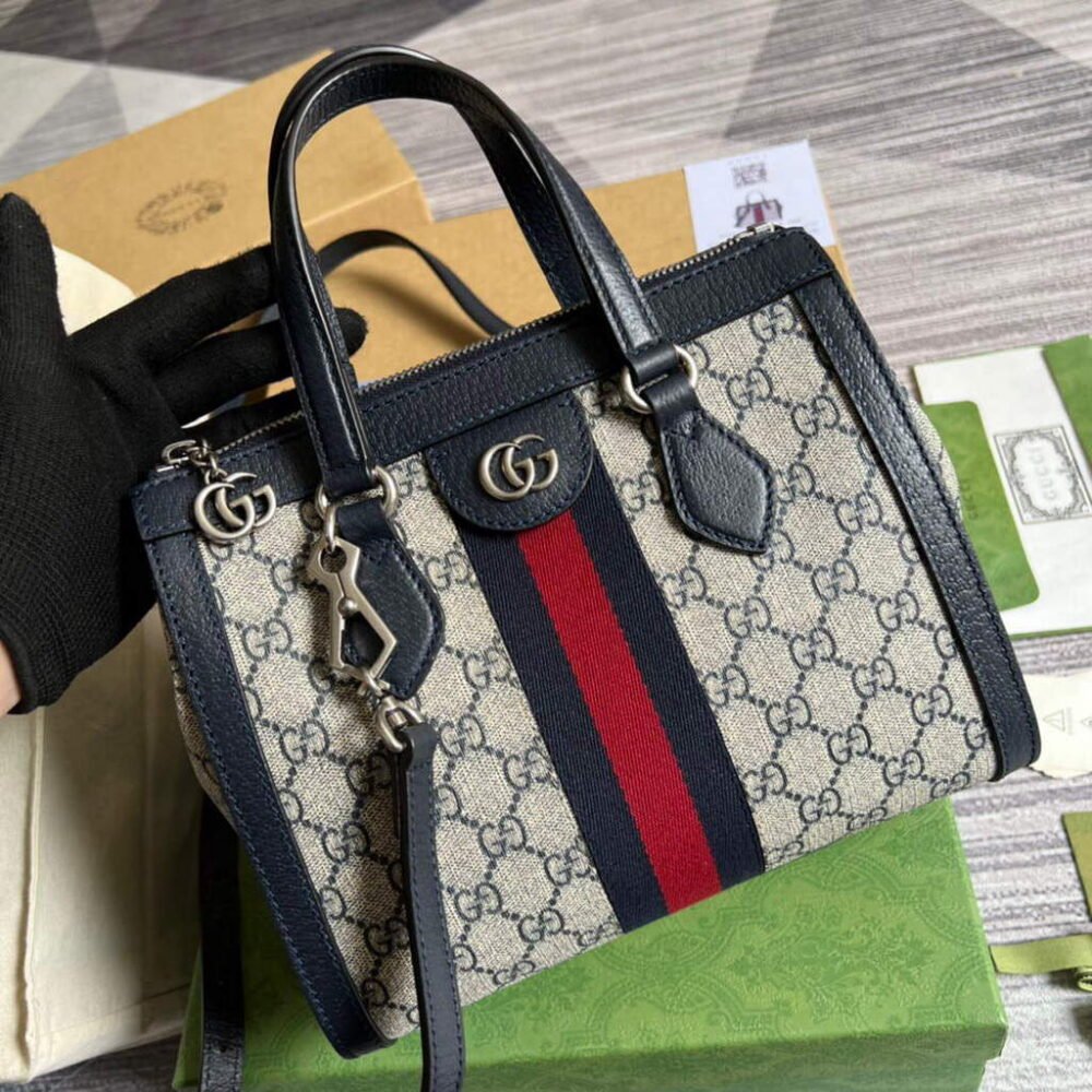 Gucci 547551 Ophidia Small GG Tote Bag Beige Blue