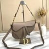 Dior M0446 Dior Saddle Bag M0447 Silvry Grey Grained Calfskin