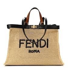 Fendi 8BH374 FENDI PEEKABOO X-TOTE Natural Raffia Bag