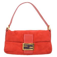 Fendi 8339 Baguette Middle Age Solid Color Series Underarm Bag Red