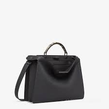 Fendi 7VA529 Peekaboo ISeeU Medium Black Leather Bag