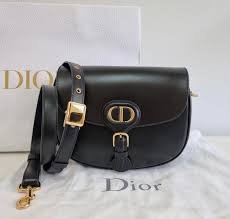 Replica Dior M9320 Large Bobby Bag Black Box Calfskin with Blue Oblique Strap