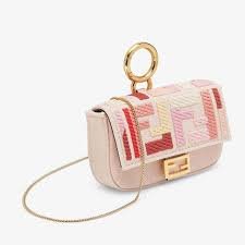 Replica Fendi 7AR844 Nano Baguette Charm Pink Canvas Charm