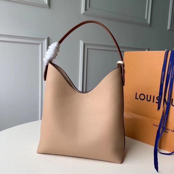 Replica Louis Vuitton Beige Lockme Hobo Shoulder Bag M44330 BLV739