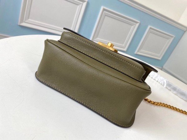 Replica Louis Vuitton Lockme Chain PM Bag In Green Leather M57067 BLV685