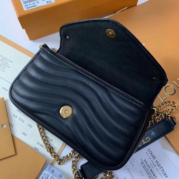Replica Louis Vuitton Black New Wave Chain Pochette M63929 BLV623