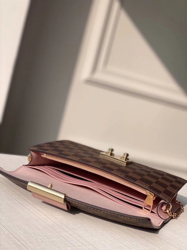 Replica Louis Vuitton Croisette Chain Wallet Damier Ebene N60287 BLV093
