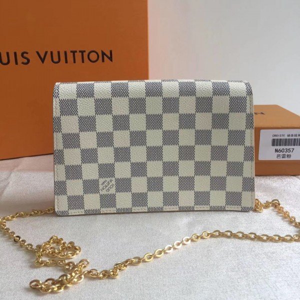 Replica Louis Vuitton Croisette Chain Wallet Damier Azur N60357 BLV039