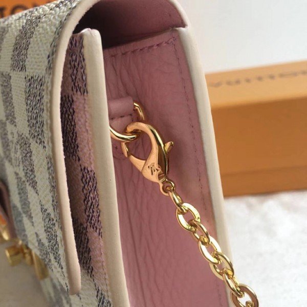 Replica Louis Vuitton Croisette Chain Wallet Damier Azur N60357 BLV039