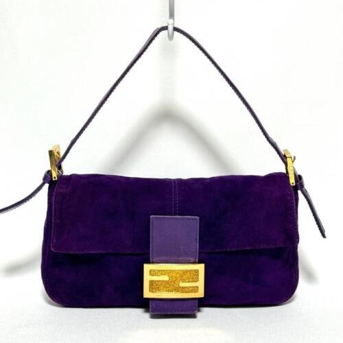 Fendi 8339 Baguette Middle Age Solid Color Series Underarm Bag Purple