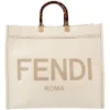 Fendi 8BH372 FENDI Large Sunshine Shopper Bag White Leather
