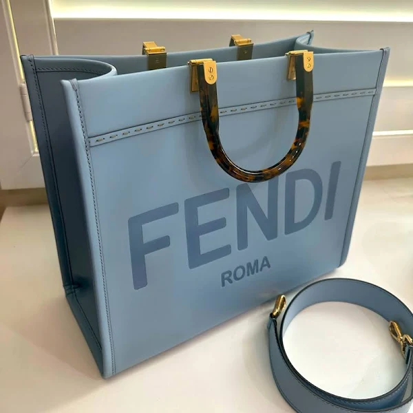 Fendi 8266S Sunshine Medium Bag 8BH386 Light blue leather shopper