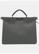 Fendi 7VA529 Peekaboo ISeeU Medium Gray Leather Bag