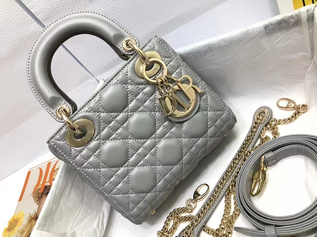 Dior Mini Lady  Bag  Cloud Blue Patent Cannage Calfskin  M0505OWCB_M81B