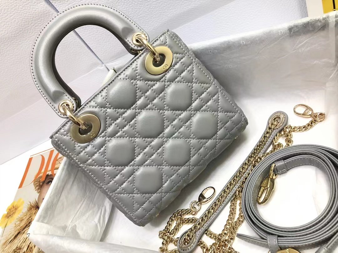 Dior Mini Lady  Bag  Cloud Blue Patent Cannage Calfskin  M0505OWCB_M81B