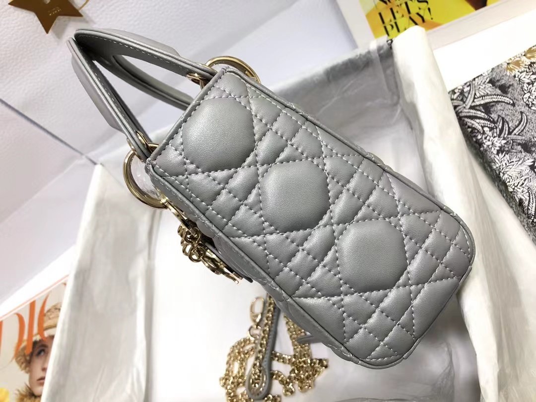 Dior Mini Lady  Bag  Cloud Blue Patent Cannage Calfskin  M0505OWCB_M81B