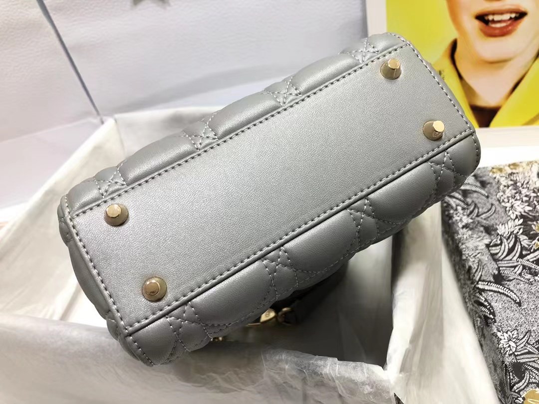 Dior Mini Lady  Bag  Cloud Blue Patent Cannage Calfskin  M0505OWCB_M81B