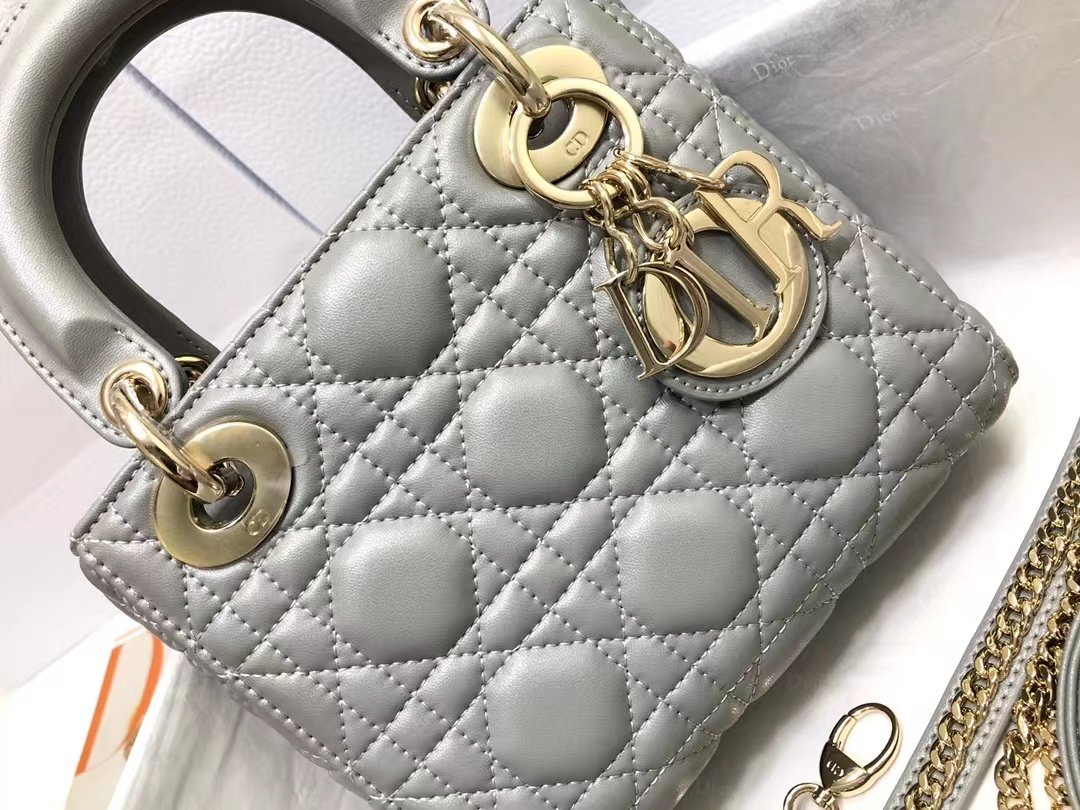 Dior Mini Lady  Bag  Cloud Blue Patent Cannage Calfskin  M0505OWCB_M81B