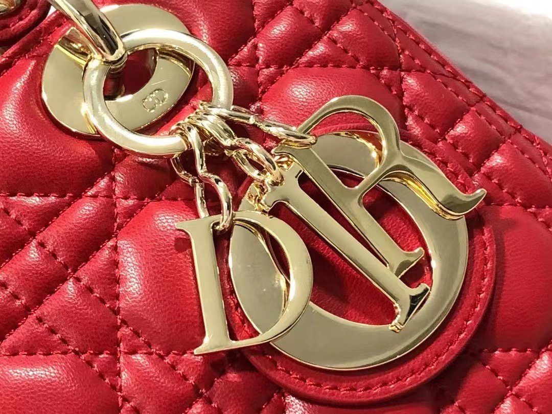 Dior Medium Lady Dior Bag  Amaryllis Red Cannage Lambskin M0565ONGE_M61R