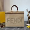 FENDI 8BH372 FENDI LARGE SUNSHINE SHOPPER BAG APRICOT LEATHER