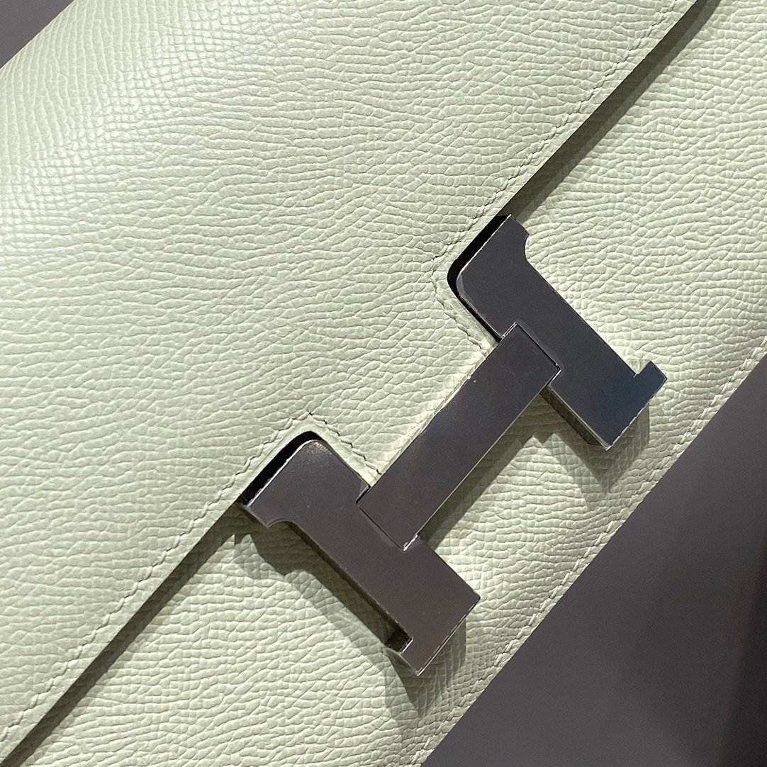 Mirror Top Hermes Constance Shoulder Bags Epsom Leather Silver Bubble Green