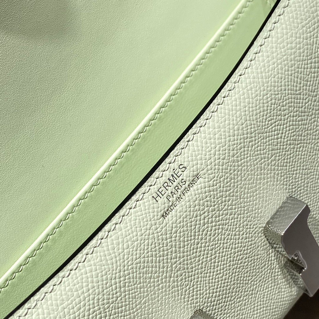 Mirror Top Hermes Constance Shoulder Bags Epsom Leather Silver Bubble Green