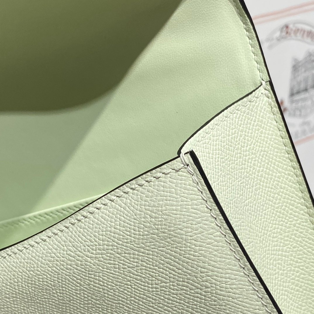 Mirror Top Hermes Constance Shoulder Bags Epsom Leather Silver Bubble Green