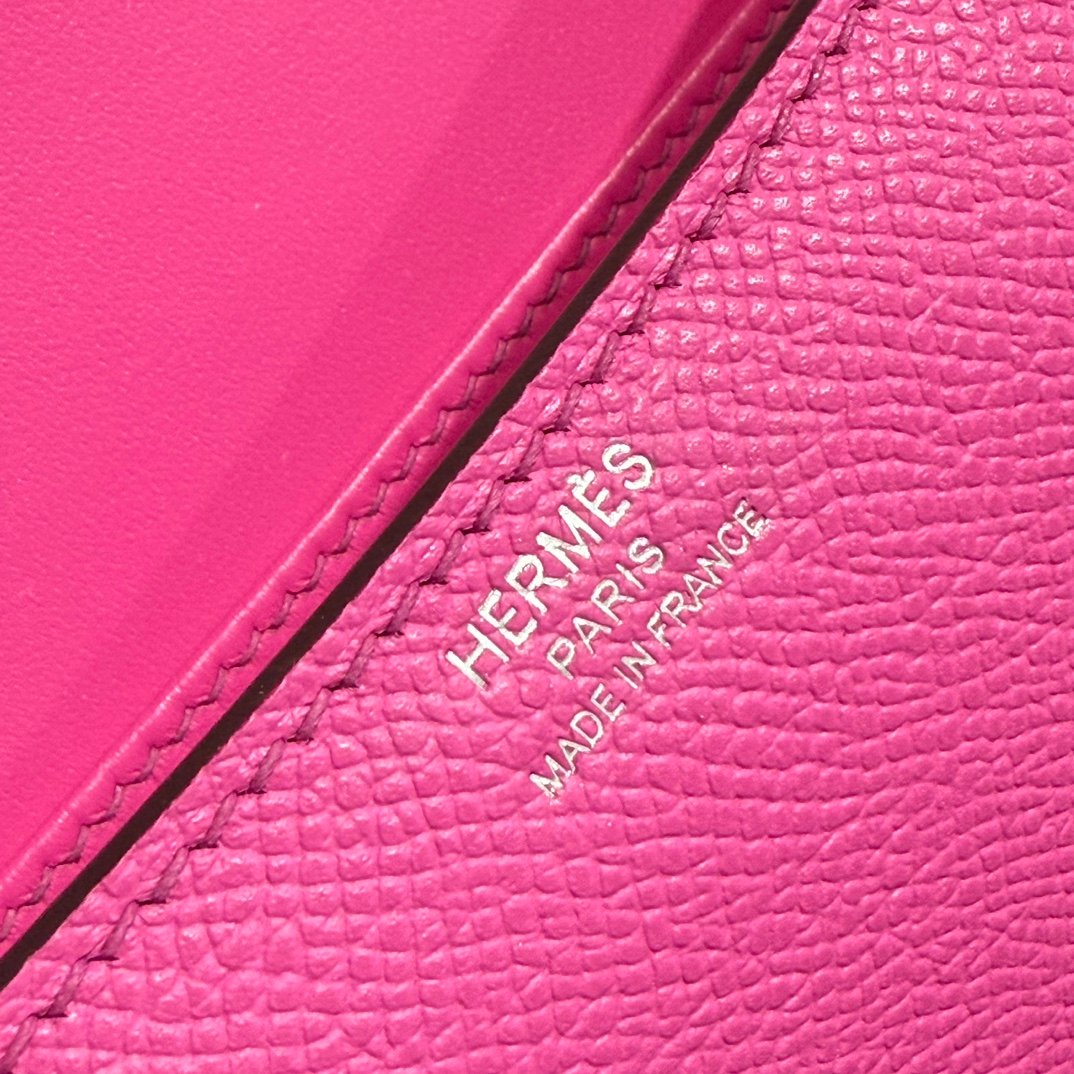 Mirror Top Hermes Constance Shoulder Bags Epsom Leather Silver Magnolia Pink