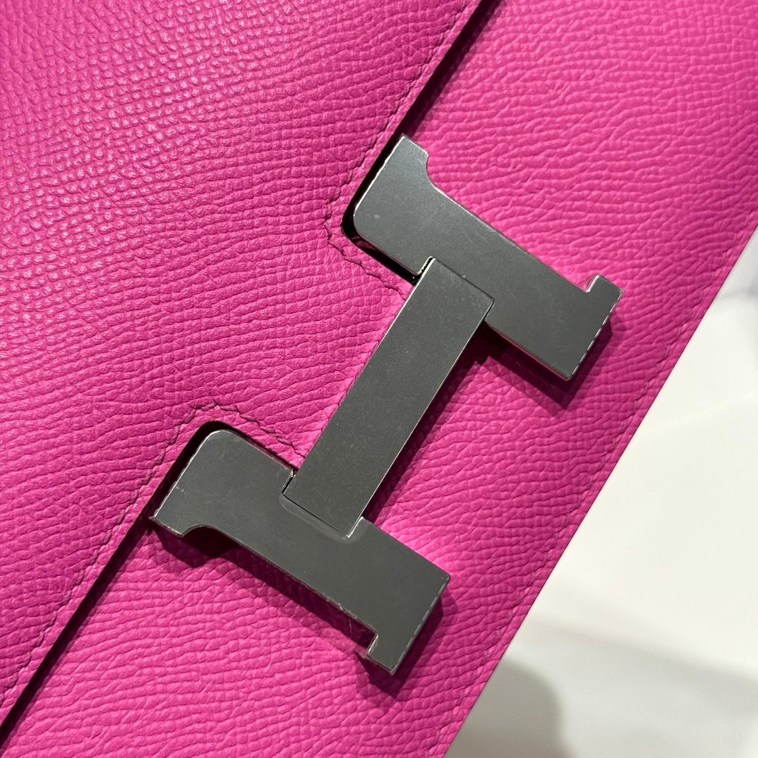 Mirror Top Hermes Constance Shoulder Bags Epsom Leather Silver Magnolia Pink