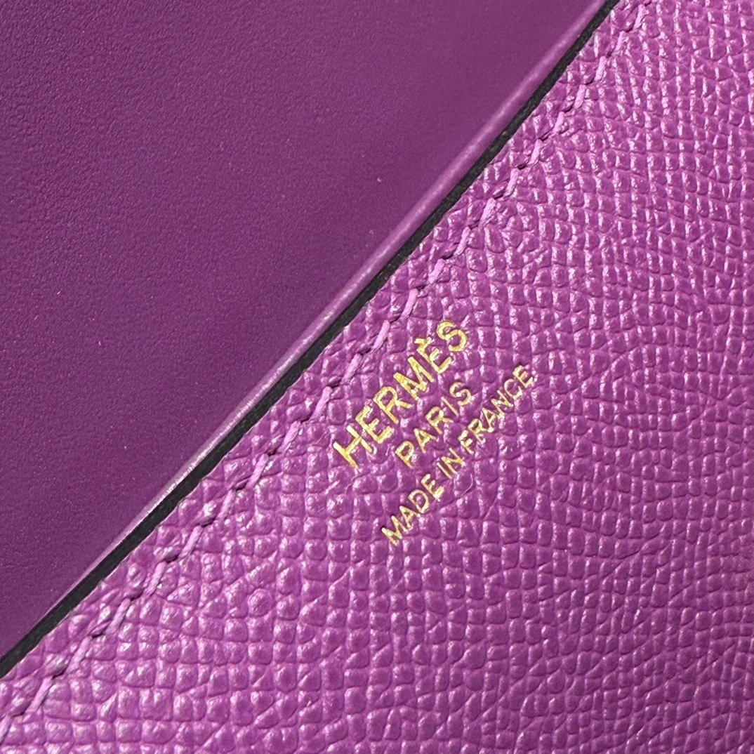 Mirror Top Hermes Constance Shoulder Bags Epsom Leather Silver Raisin