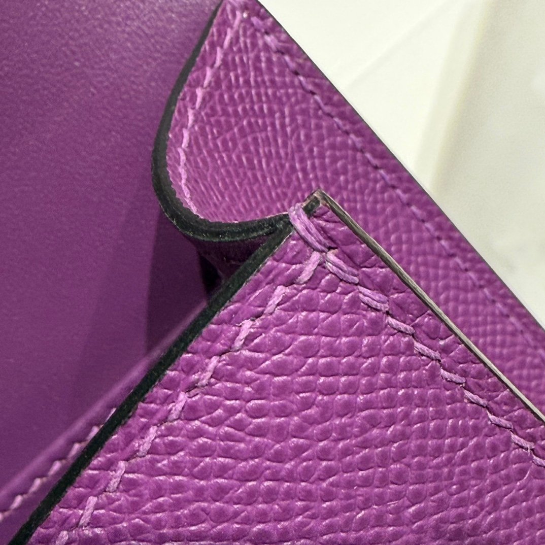 Mirror Top Hermes Constance Shoulder Bags Epsom Leather Silver Raisin