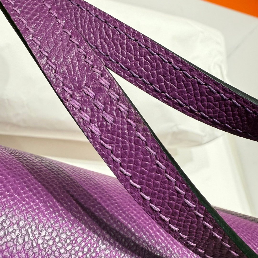Mirror Top Hermes Constance Shoulder Bags Epsom Leather Silver Raisin