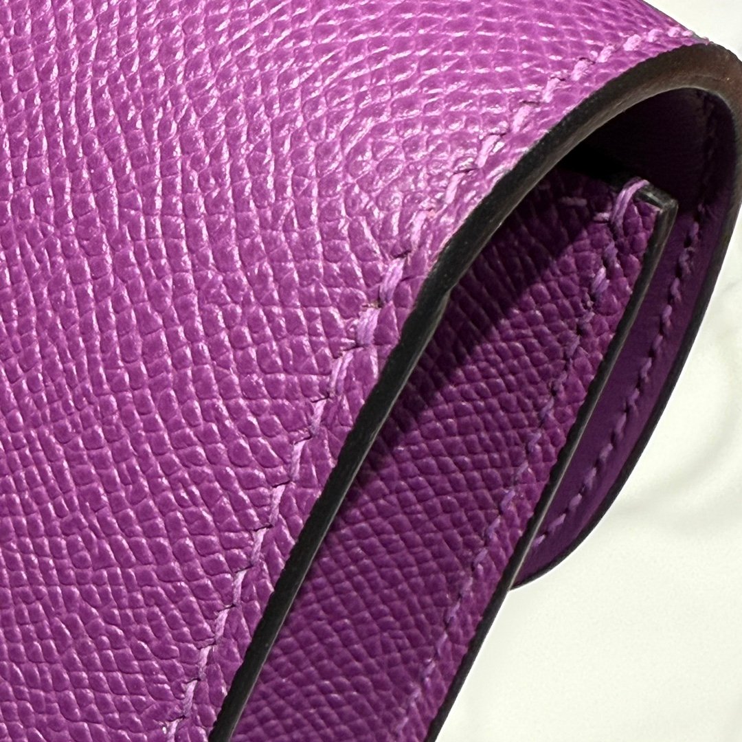 Mirror Top Hermes Constance Shoulder Bags Epsom Leather Silver Raisin