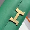Mirror Top Hermes Constance Shoulder Bags Epsom Leather Silver Green