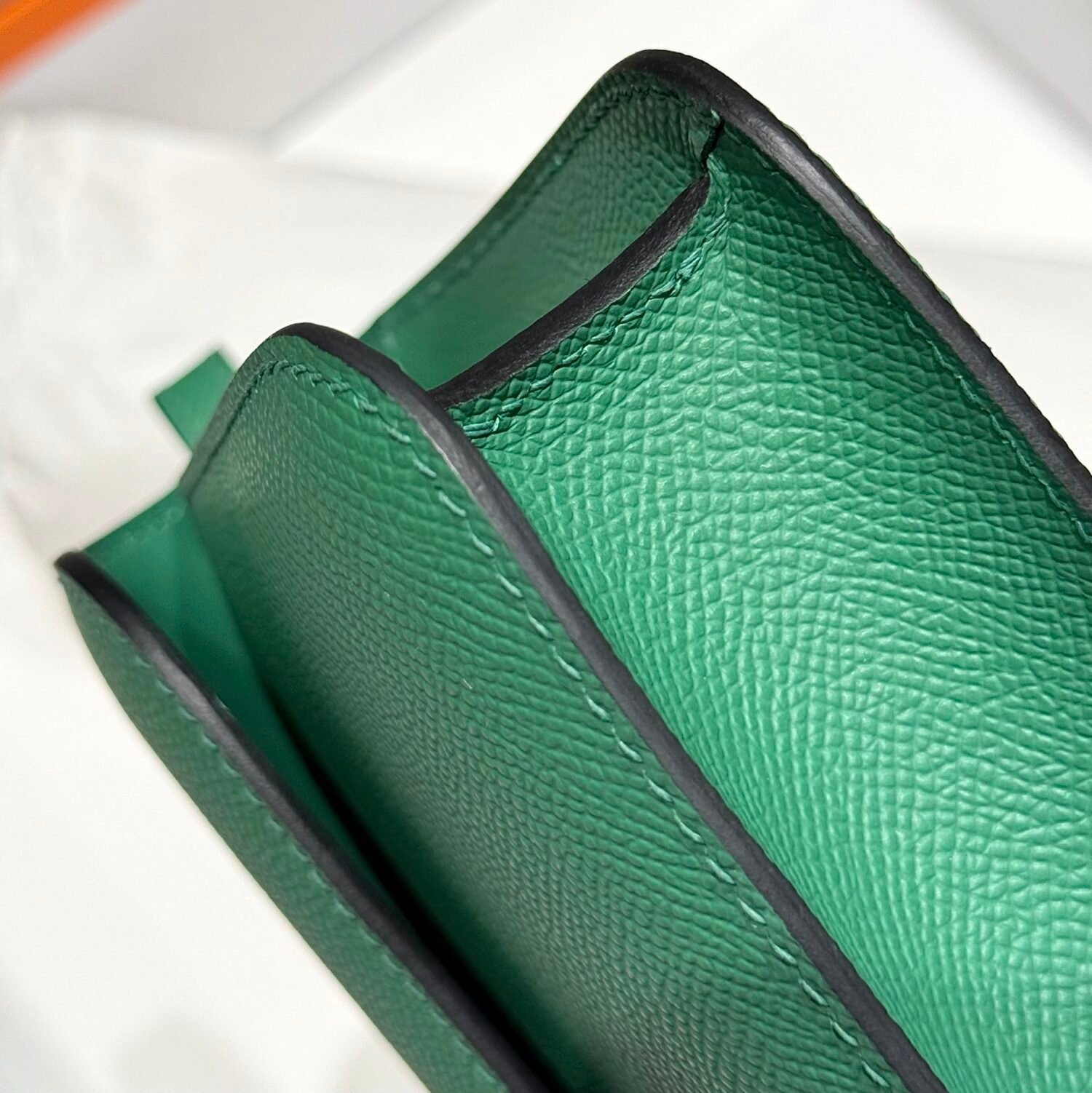 Mirror Top Hermes Constance Shoulder Bags Epsom Leather Silver Green