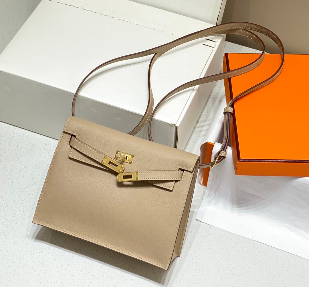 Mirror Top Hermes Kelly Danse 22cm of Evercolor Bag Grey