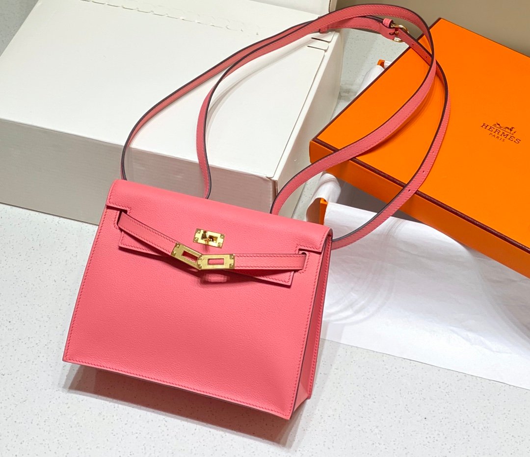 Mirror Top Hermes Kelly Danse 22cm of Evercolor Bag Pink