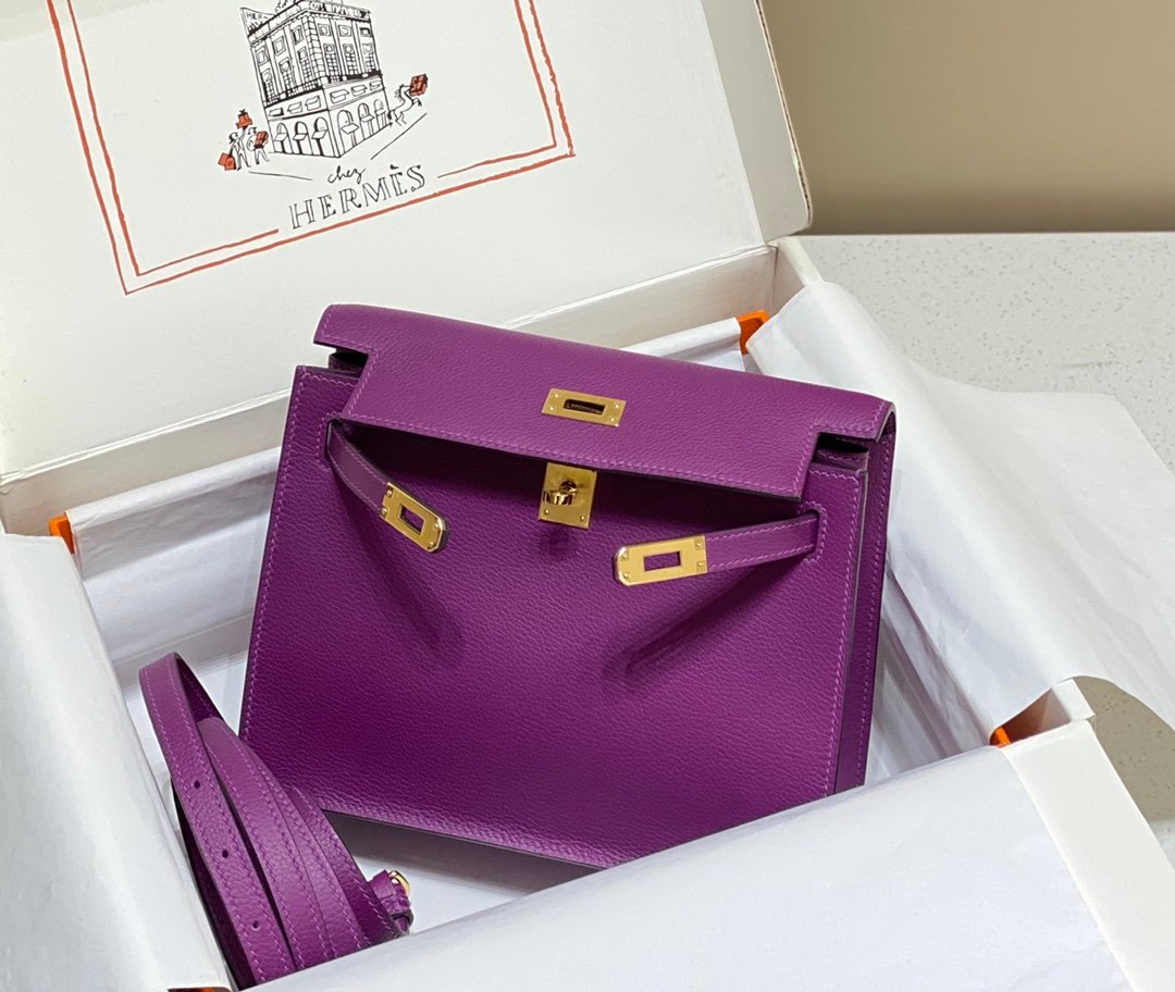 Mirror Top Hermes Kelly Danse 22cm of Evercolor Bag Purple